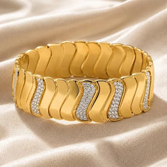 Stainless Steel Art Deco Sculptural Bangle - Each