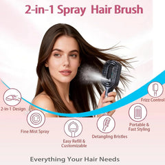 Wanmei 2-in-1 Water Mist Spray Hair Brush - All Hair Types - Each