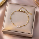 Gold Zircon Bow Satellite Bracelet