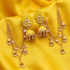 Jhumka earrings with Kundan stones and Sahary