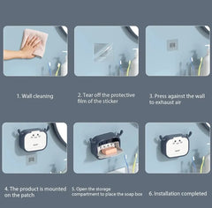 Cartoon Wall Mounted Soap Holder with Drain Drawer