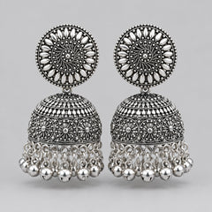 Traditional Silver Bahubali Jhumkas with Sahara Ear Chains