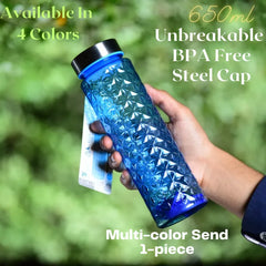 Crystal Diamond Design Plastic Water Bottle with Stainless Steel Lid