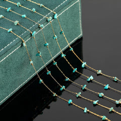 Turquoise Blue Natural Raw Healing Stone Chain Permanent Bracelet
