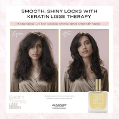 ALFAPARF MILANO Lisse Design Keratin Hair Oil for Frizz Control - Heat Protection - Anti-Frizz Keratin Therapy - 50ml