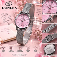 Dunlex Diamond Cut Quartz Mesh Watch for Women