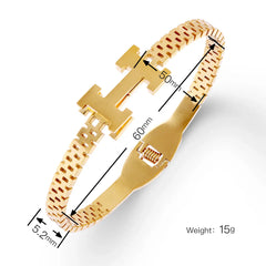 Gold H-Buckle Watch Strap Bangle