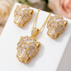 Stainless Steel Opulent Panther Jewelry Set