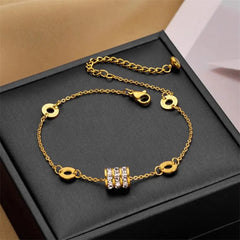 Gold Roman Numeral & Crystal Charm Bracelet