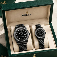ROLEX Stone Bezel Couple Watch Set
