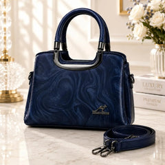 Kangaroo Kingdom Marble Print Top Handle Shoulder Bag with Strap