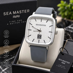 Sea Master Square Dial Silicone Strap Quartz Watch