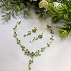 Zircon Necklace & Earring Set – AD Jewelry Collection in Gold Finish
