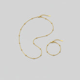 Gold Beaded Snake Chain Necklace & Bracelet Set - Each