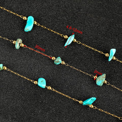 Turquoise Blue Natural Raw Healing Stone Chain Permanent Bracelet
