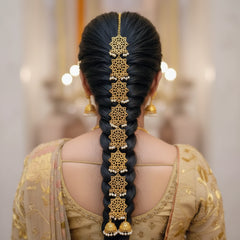 Paranda Rajwari Gold Polish – 8 Bunch with 2 Jhumki