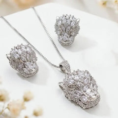 Stainless Steel Opulent Panther Jewelry Set