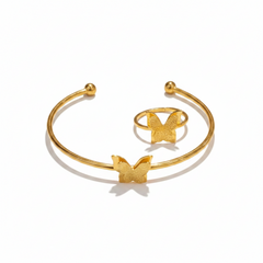 Stainless Steel Ethereal Butterfly Cuff and Ring Set