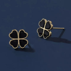 Black Four-Leaf Clover Earrings