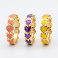 Gold Enamel Heart Eternity Ring