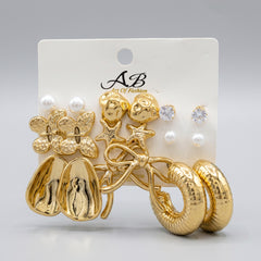 Golden Multi Piece Earring Set