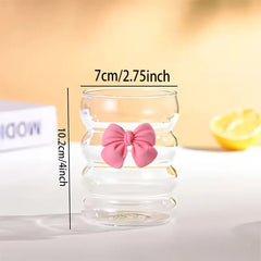 One Cute Chubby Cup With Girly Bow Glass Straw