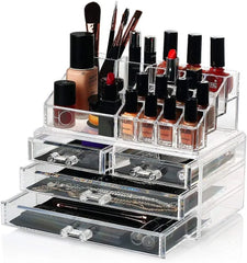 Acrylic Makeup Organizer Drawers Stand, Brush Holder and Jewellery Storage