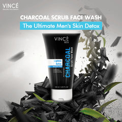 Vince Activated Charcoal Scrub Face Wash for Men - 120ml