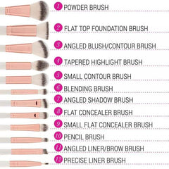 12 Pcs BH Cosmetics Rose Romance Brush Set