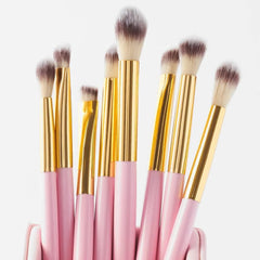 BH Cosmetics - Pink Studded Elegance - 12 Piece Brush Set with a Brush Stand