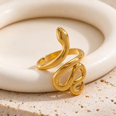 Stainless Steel snake-wrap ring - Each