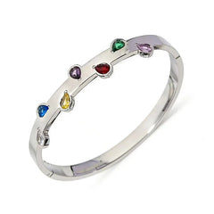 Stainless Steel 925 Rainbow Crystal Love Bangle