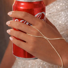Stainless Steel Crystal Gold Hand Chain - Each