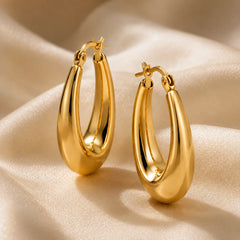 Stainless Steel Luna Teardrop Hoop Earrings - Each Set