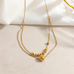 stainless steel double-layer geometric bead necklace - Each