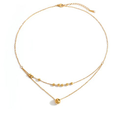 stainless steel double-layer geometric bead necklace - Each