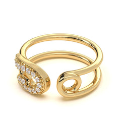 Stainless Steel Sparkle Zircon Open Ring