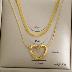 Stainless Steel Double Layered Heart Locket Chain