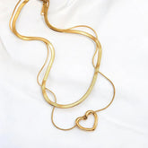 Stainless Steel Double Layered Heart Locket Chain
