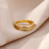 Stainless Steel AD studded Adjustable Finger Ring - Each