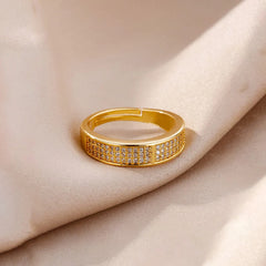 Stainless Steel AD studded Adjustable Finger Ring - Each