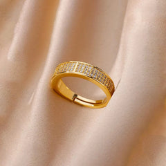 Stainless Steel AD studded Adjustable Finger Ring - Each