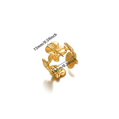 Stainless Steel Floral Adjustable Ring - Each