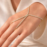 Stainless Steel Crystal Gold Hand Chain - Each