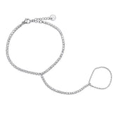 Stainless Steel Crystal Silver Handchain - Each