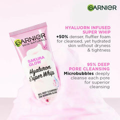 Garnier Sakura Glow Hyaluron Super Whip Foam - 100ml