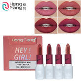 Hengfang Hey Girl! Wonderful Mini Tube Matte Finish Lipstick 4 Pcs Set