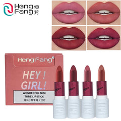 Hengfang Hey Girl! Wonderful Mini Tube Matte Finish Lipstick 4 Pcs Set