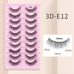 10 Pairs Mink Eyelashes 3D-E12