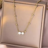 Stainless Steel Bow Zircon Necklace